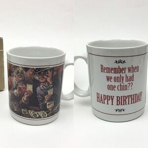 Leanin Tree Funny Remember When We Only Had One Chin‎ Happy Birthday Mug Vtg